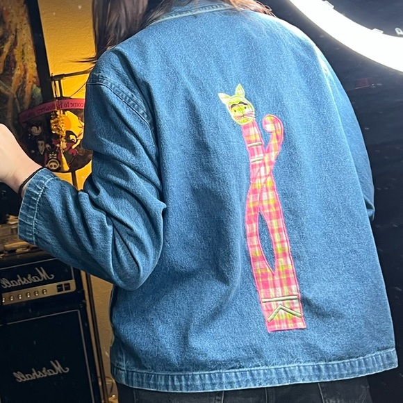 Vtg cat denim jacket - Picture 3 of 3
